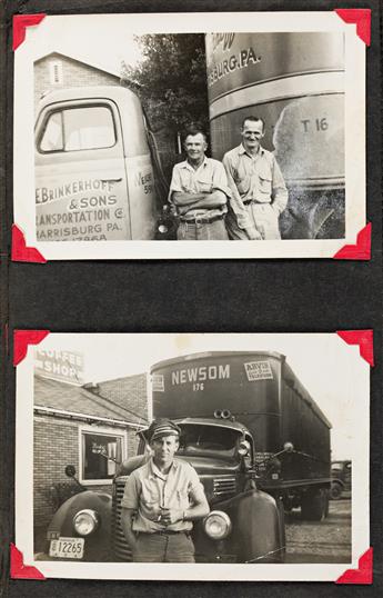 (TRUCKING--INDIANA) A charming and neatly compiled album with over 65 photographs chronicling a roadside diner and the truckers passing